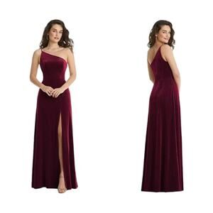 After Six One-Shoulder Cabernet Velvet Gown Size 22W NWT